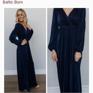 Baltic Born Venus Pleated Maxi Dress Navy